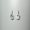 EAR STUD LONG CZ W/ PLAIN LETTER D