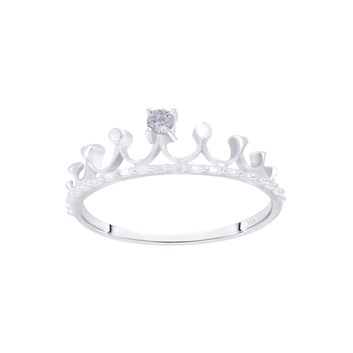 Silver Crown Ring CZ