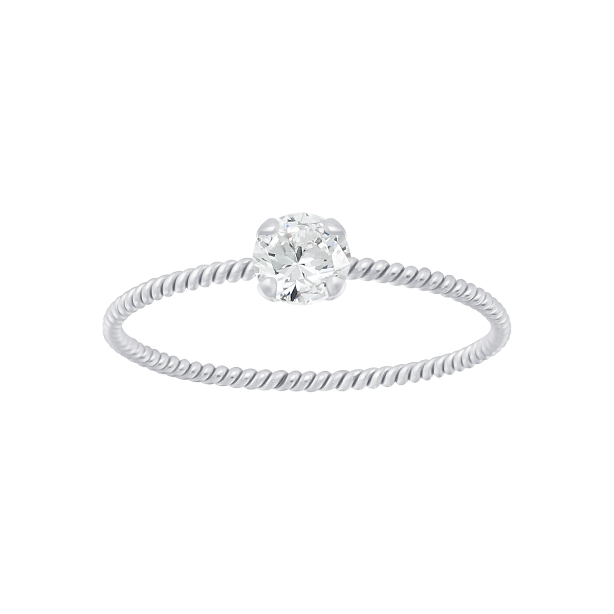 4mm CZ Twisted Ring