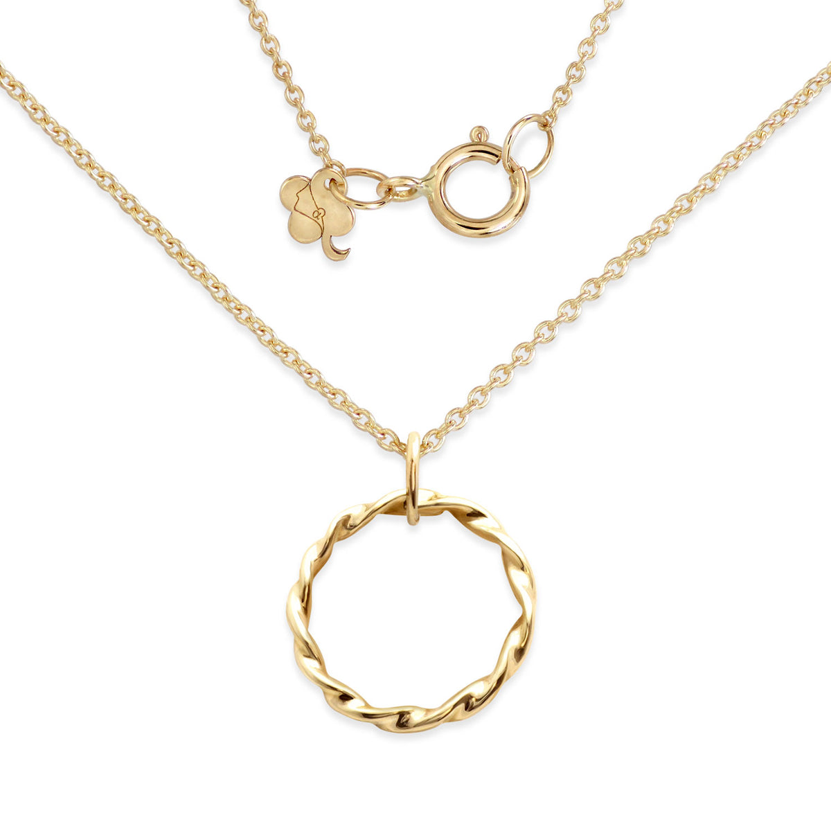 Golden Twisted Ring Diamond Necklace