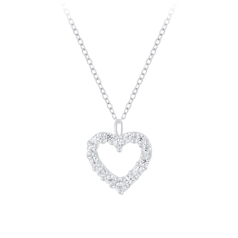 Necklace + Pendant Heart - White CZ