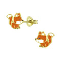 14K Gold Plated Orange Fox Stud