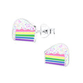Silver Slice Cake Ear Studs