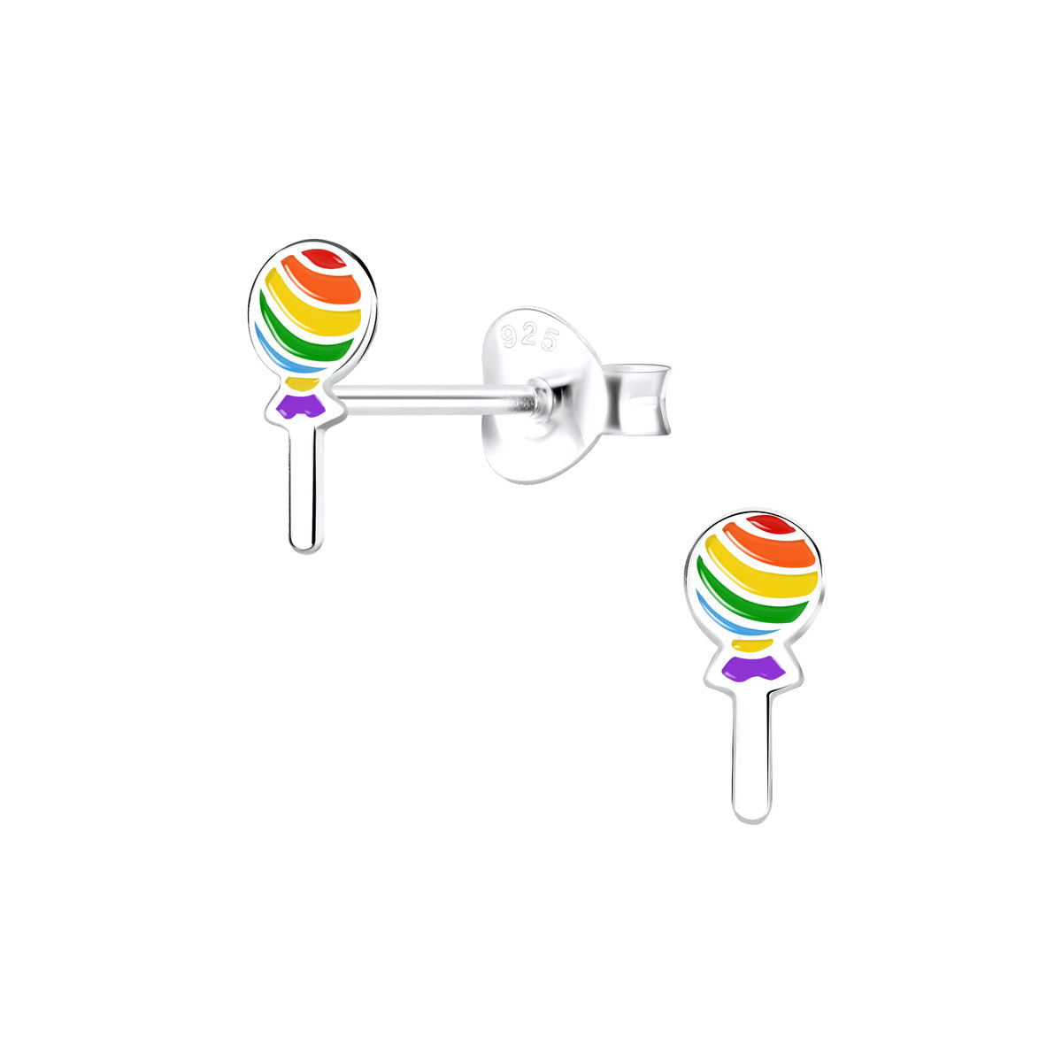 Silver Rainbow Candy Ear Studs