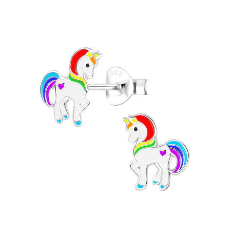 Silver Rainbow Unicorn Ear Studs