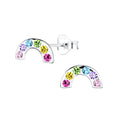 Silver Rainbow Crystal A Ear Studs