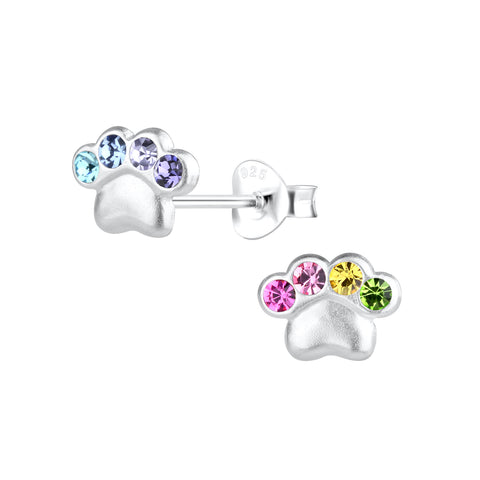 Silver Paw Colourful Zircon Ear Studs 0.54G 8"6MM