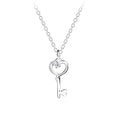 Silver Heart Key Necklace