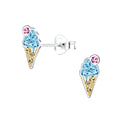 Blue/Gold Ice Cream Crystal Cone Studs