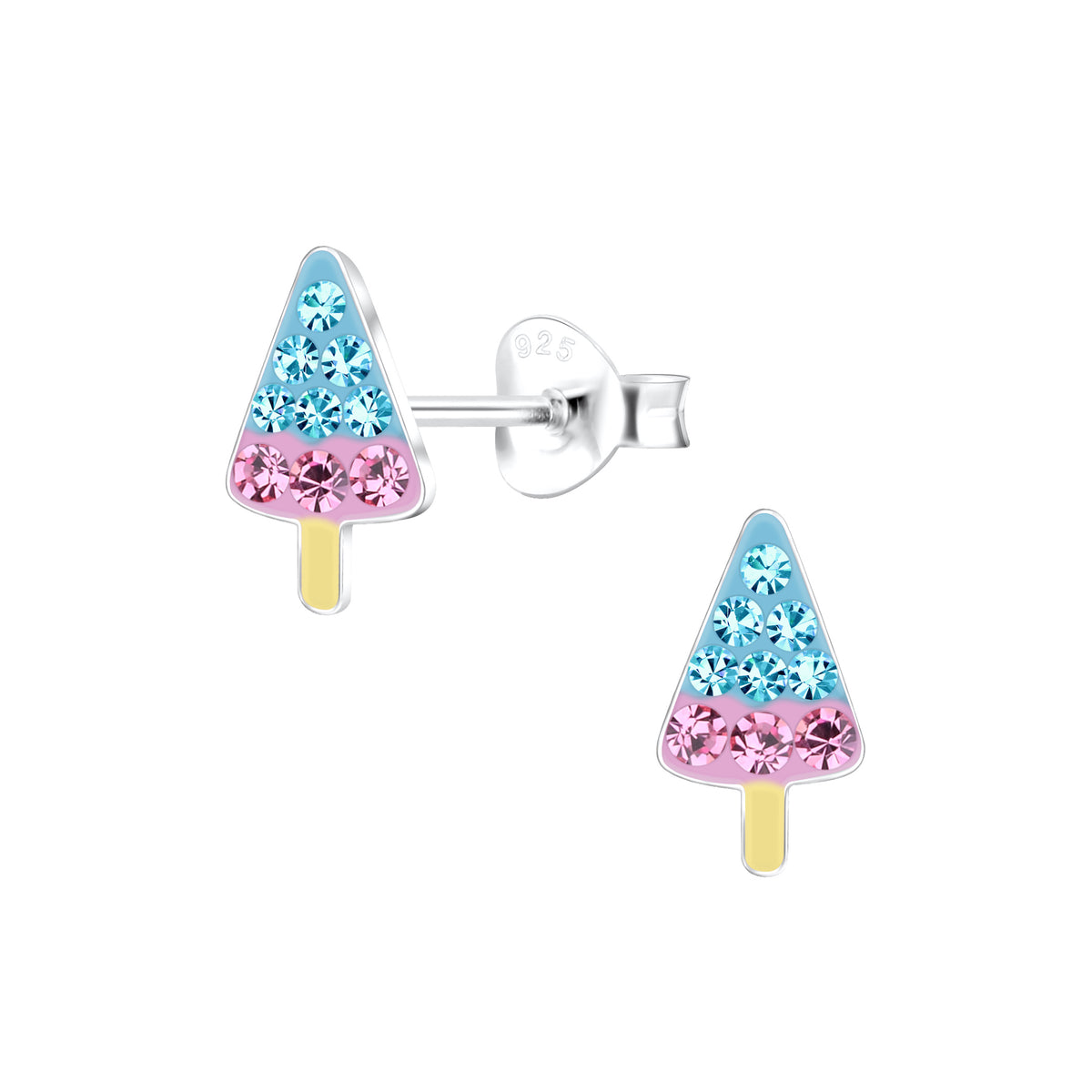 Blue/Pink Crystal Popsicle Ear Studs