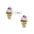 Three Ice Cream Crystal Cone Studs