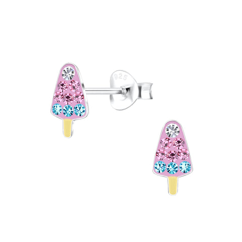 Pink/Blue Crystal Popsicle Ear Studs