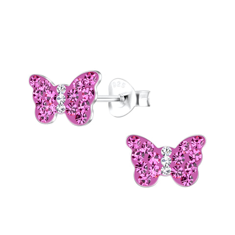 Butterfly Silver Crystal Pink