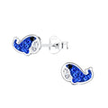 Silver Whale Crystal Ear Studs