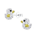 Silver Duck Crystal Ear Studs