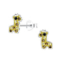 Silver Giraffe Crystal Ear Studs