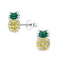 Silver Pineapple Crystal Ear Studs
