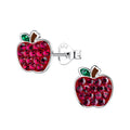 Silver Apple Crystal Ear Studs