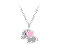 Gray Elephant With Pink Ears Necklace