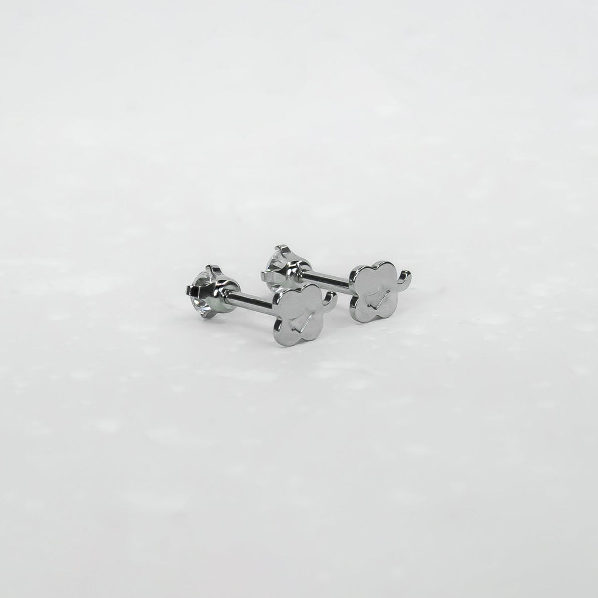 14K White Gold Screwtube 3mm+6.5mm (per pair)