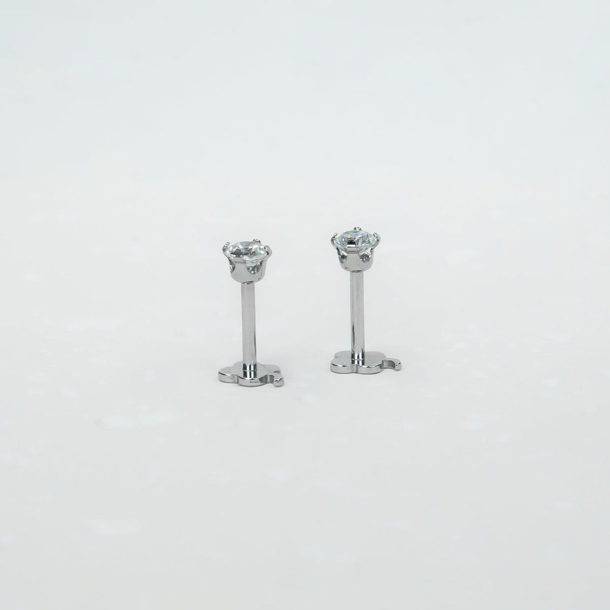 14K White Gold Screwtube 3mm+6.5mm (per pair)
