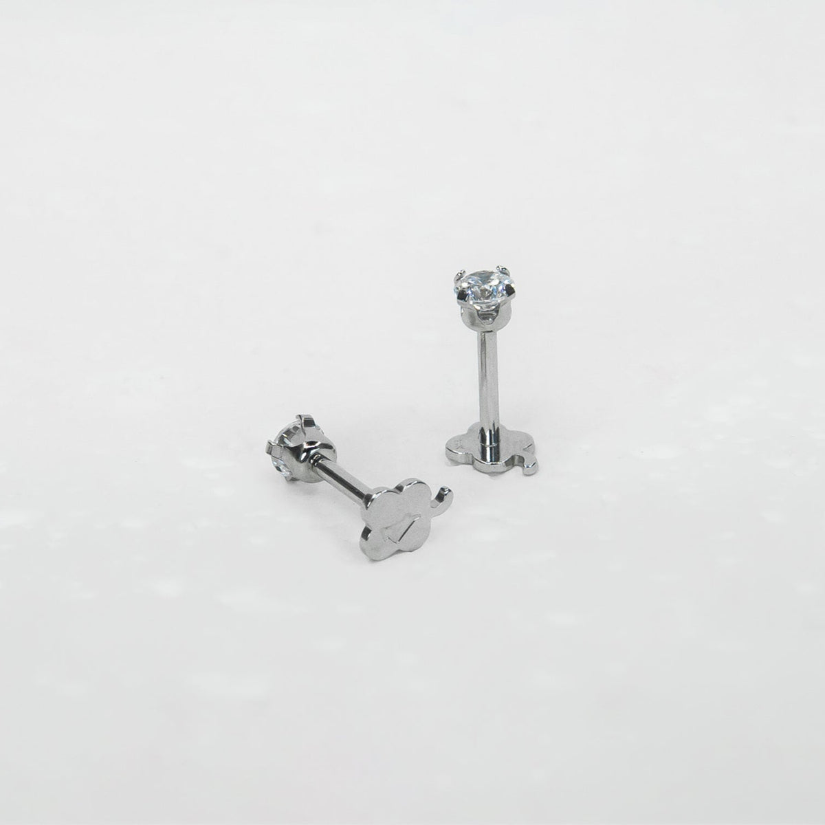 14K White Gold Screwtube 3mm+6.5mm (per pair)