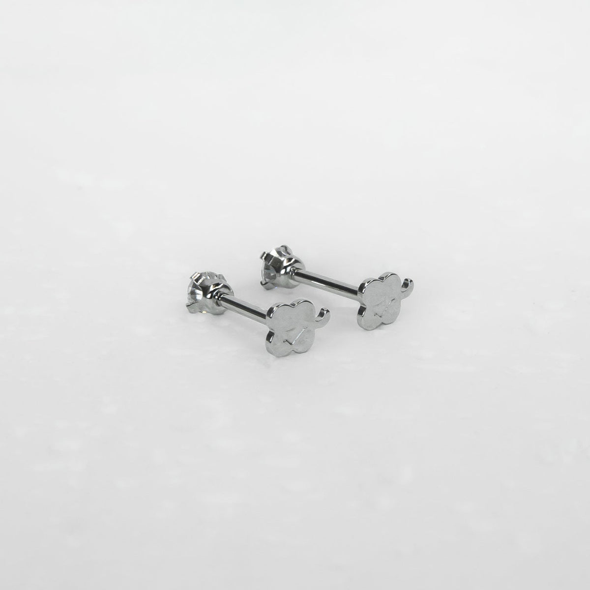 14K White Gold Screwtube 3mm+8mm (per pair)