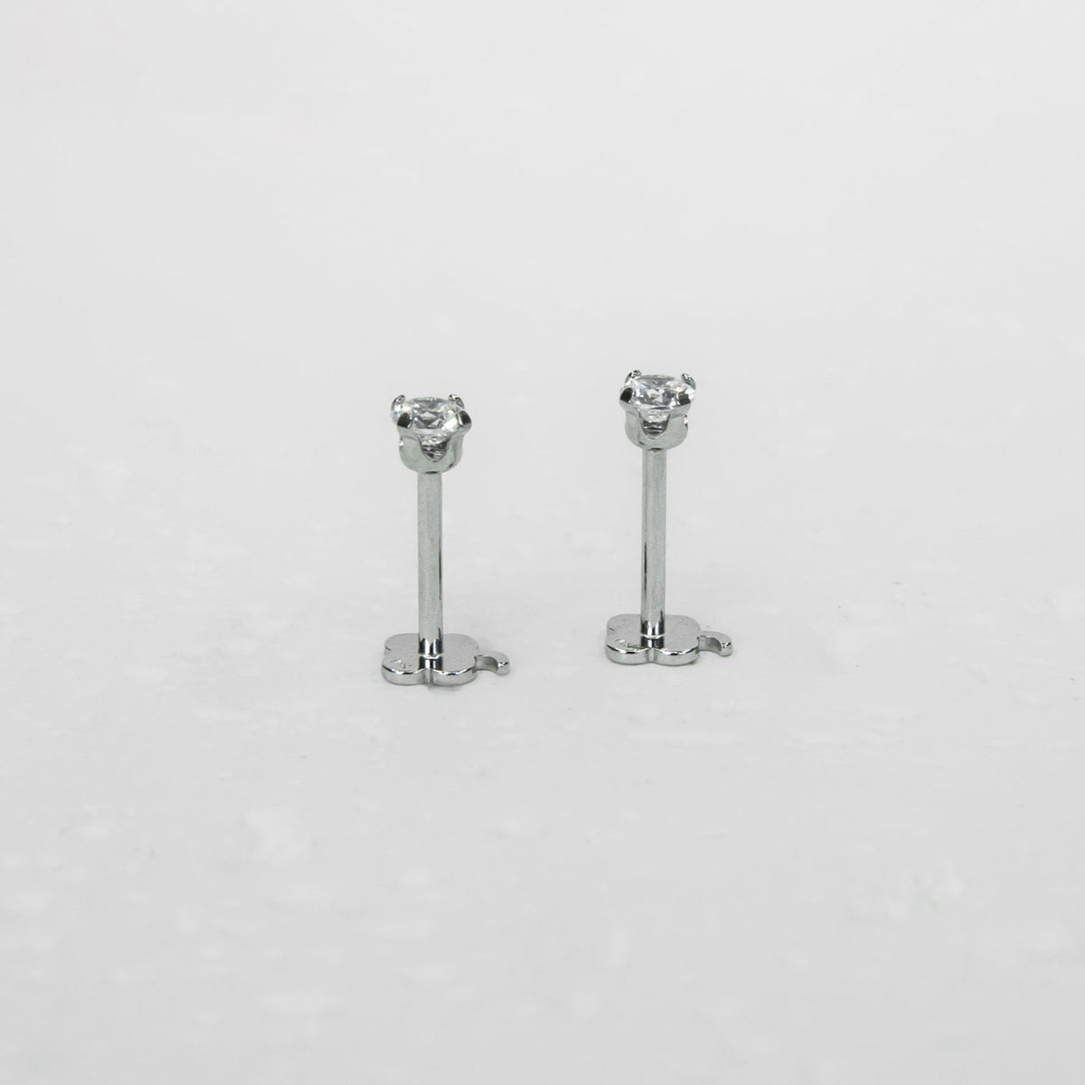 14K White Gold Screwtube 3mm+8mm (per pair)