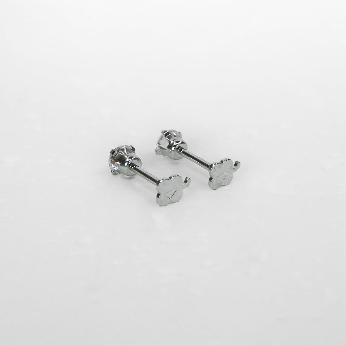 14K White Gold Screwtube 4mm+8mm (per pair)