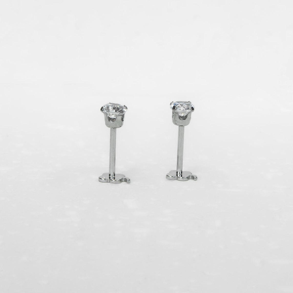 14K White Gold Screwtube 4mm+8mm (per pair)