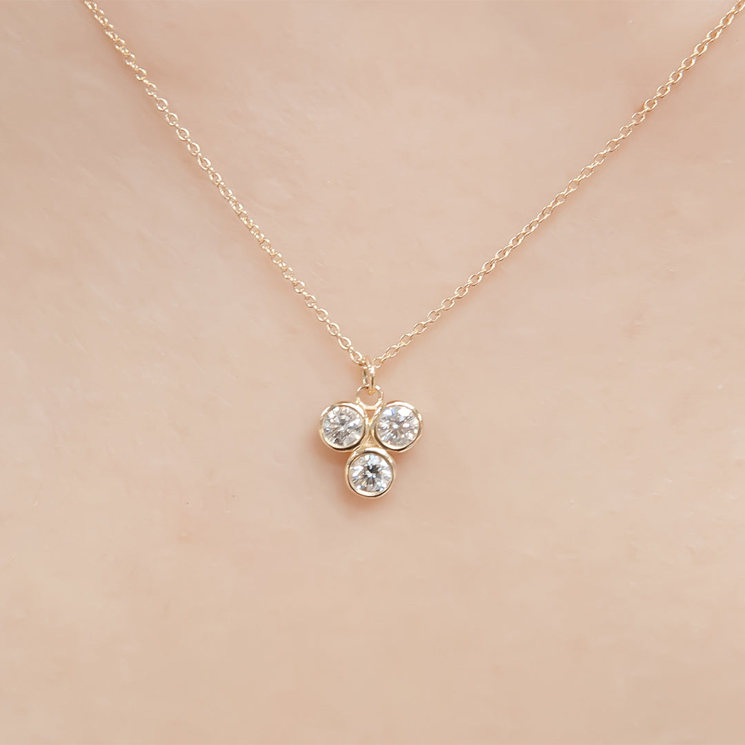 Diamond Triplet Pendant Necklace