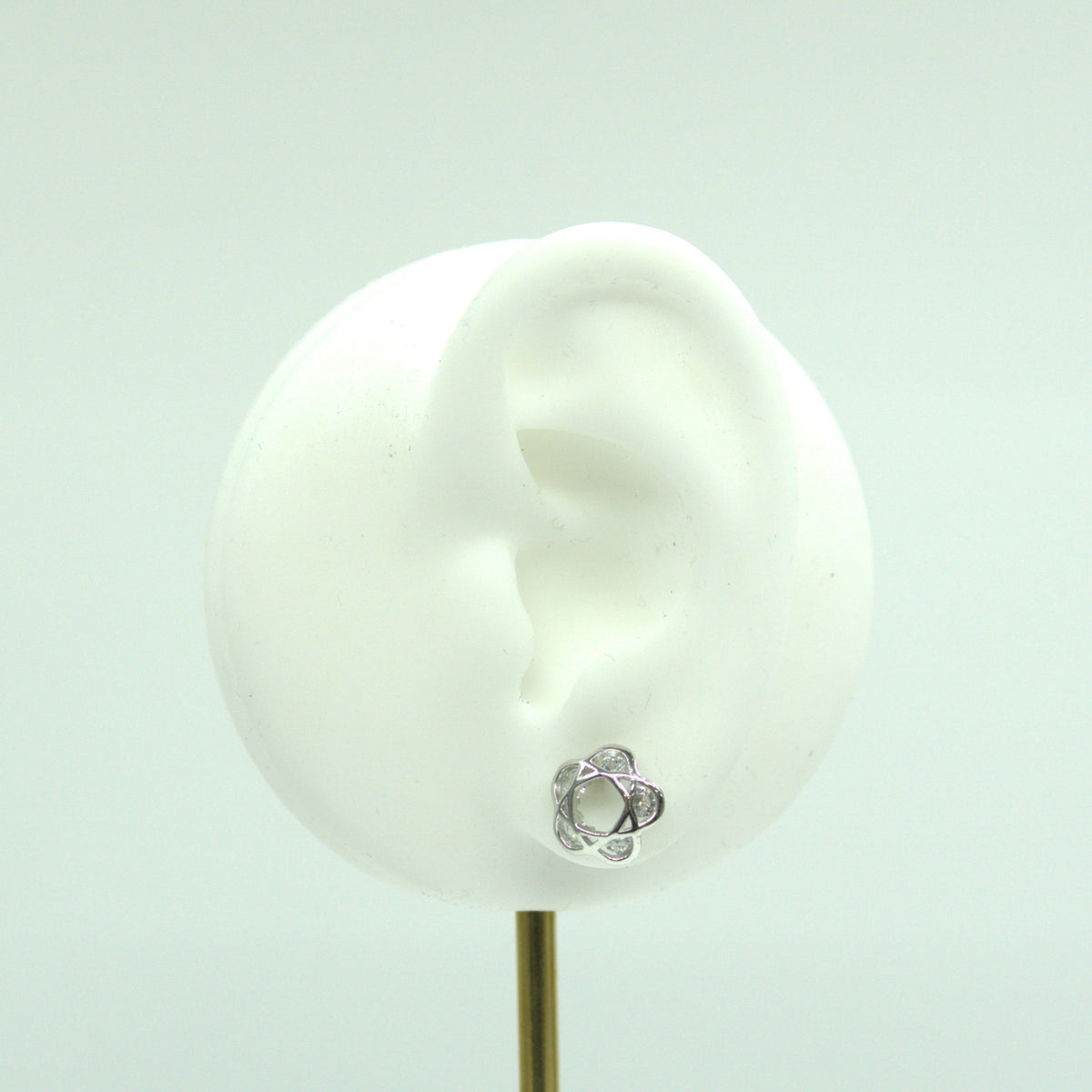 Ear Stud Cz Hollow Flower