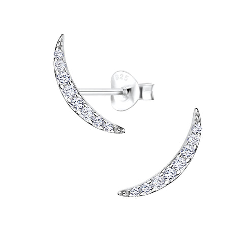 Silver Curved Stud Rhodium