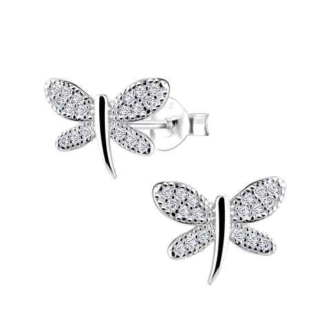 Silver Dragonfly Stud