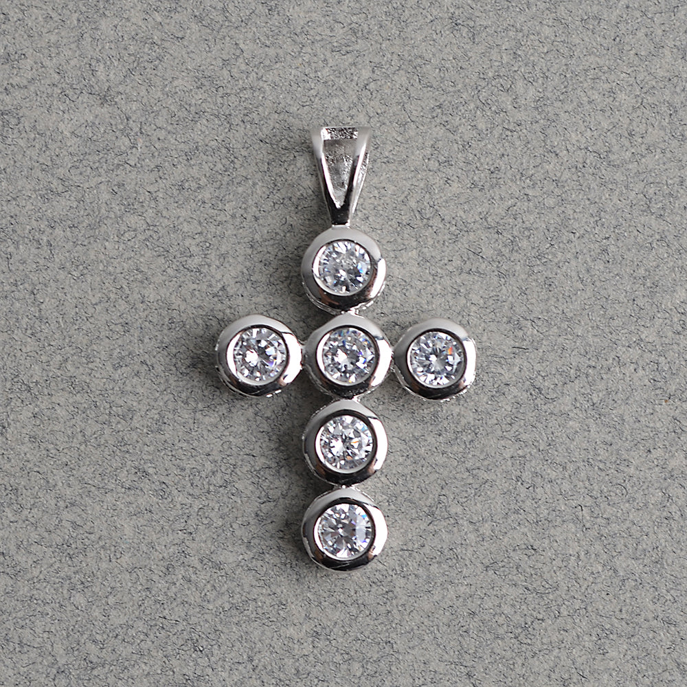 Cross Composed with Round Crystals Pendant