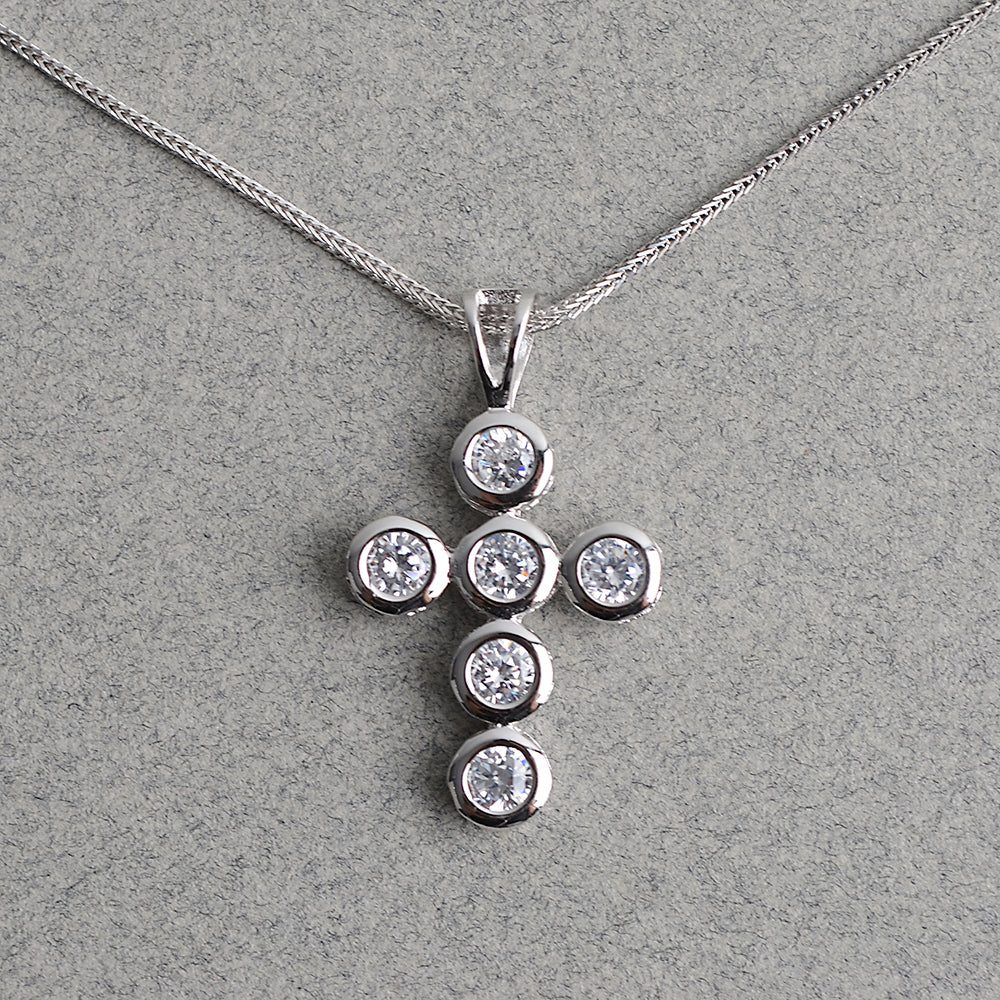 Cross Composed with Round Crystals Pendant