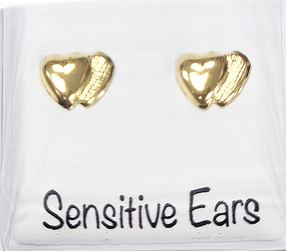Sensitive Gold Plated Double Hearts