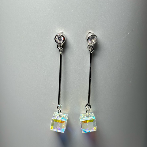 Dangle Crystal Cube Earrings