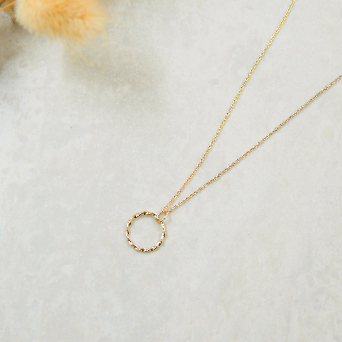 Golden Twisted Ring Diamond Necklace