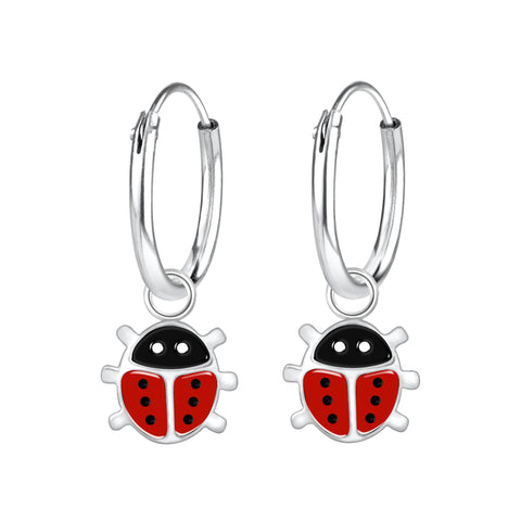 Red Ladybug Hoop Earring