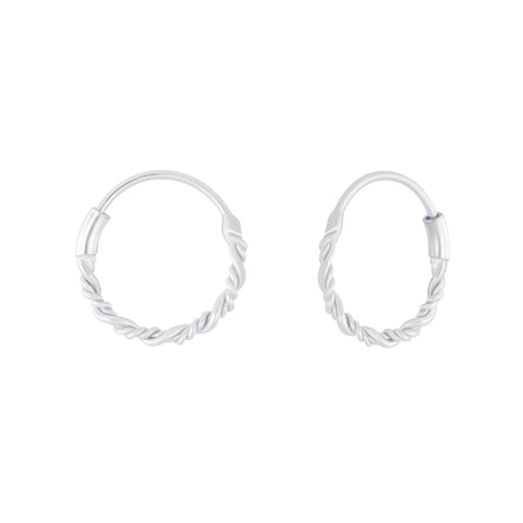 10mm Silver Twisted Hoops