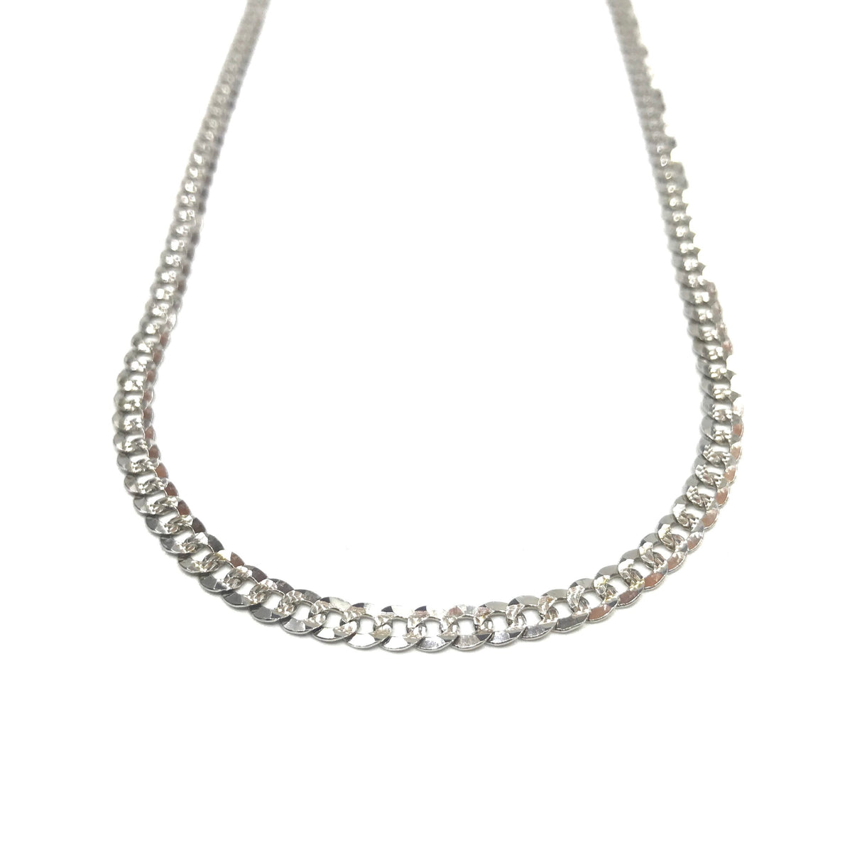 Silver Necklace - Flat Thin Oval Chain