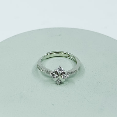 Square Clover CZ Ring