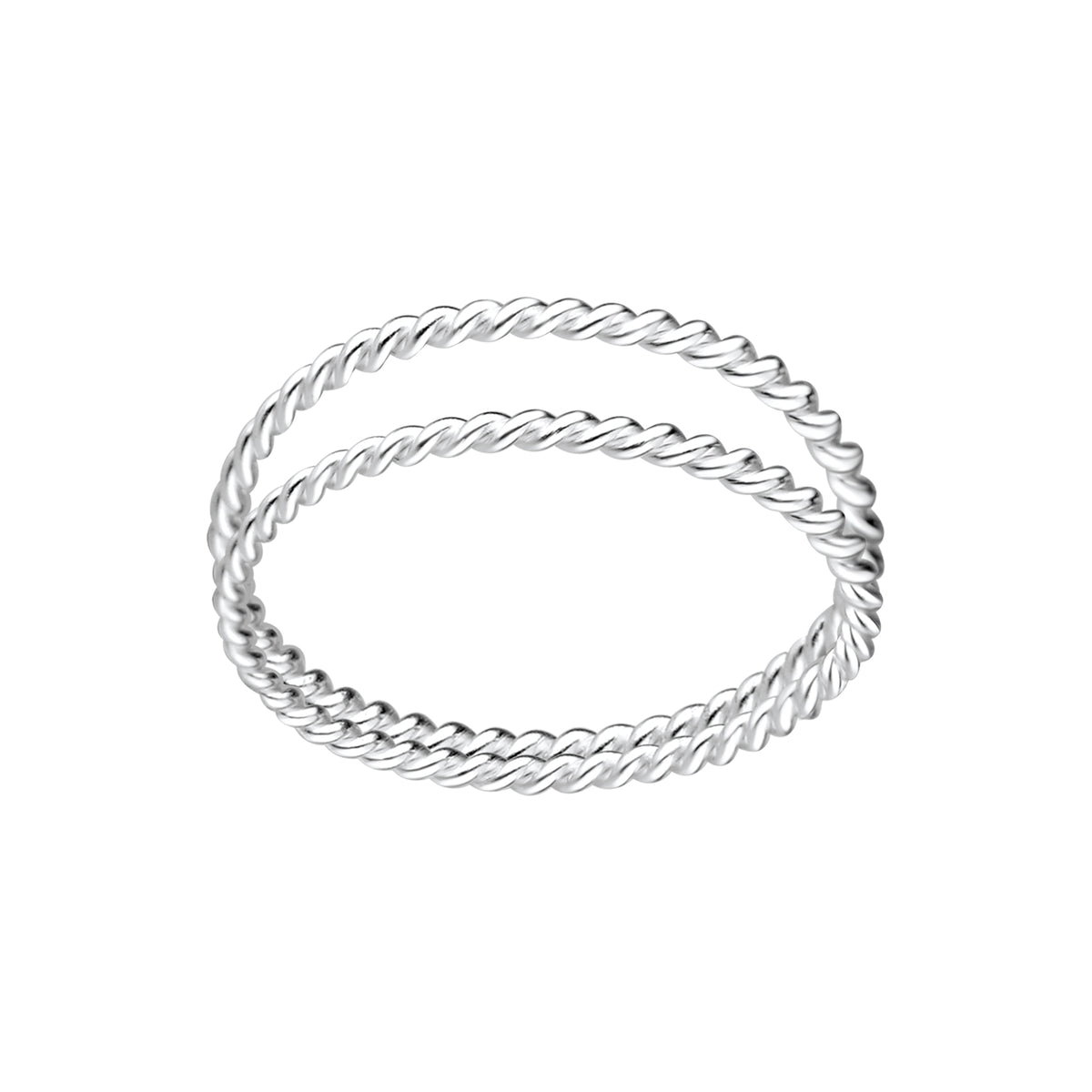 Silver Twisted Double Line Ring