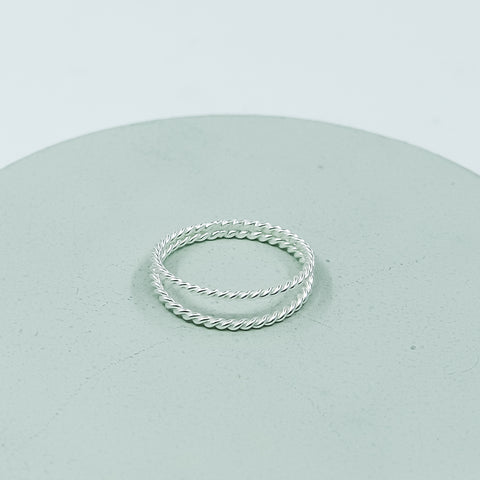 Silver Twisted Double Line Ring