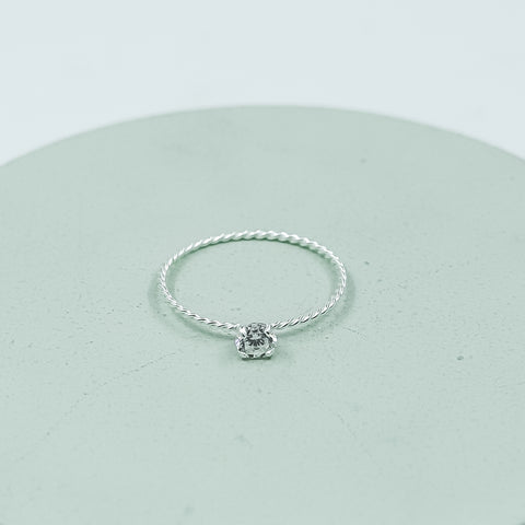 4mm CZ Twisted Ring