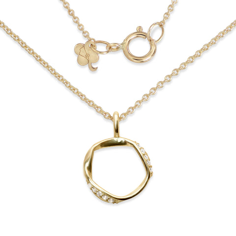 Golden Swirling Ring Diamond Necklace