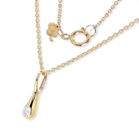 Golden Droplet Necklace with Gemstone