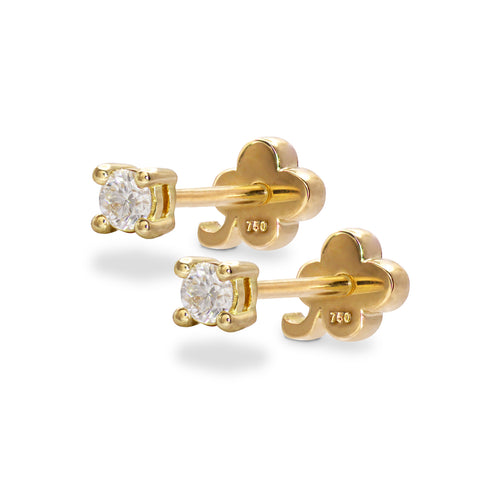 Four Prong Diamond Stud Earring 3mm